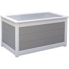 imageDutchCrafters Poly Waterproof Outdoor Deck Box 200Gallon Large Deck Box Weatherproof Storage for Pool Decor Porch Packages Pool Towel Holder Holds Up To 10 Cushions Gray ampamp WhiteGray  White