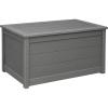imageDutchCrafters Poly Waterproof Outdoor Deck Box 200Gallon Large Deck Box Weatherproof Storage for Pool Decor Porch Packages Pool Towel Holder Holds Up To 10 Cushions Gray ampamp WhiteDark Gray
