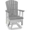 imageDutchCrafters Slat Fan Back Poly Adirondack Swivel Glider Outdoor Patio Chair Tudor Brown ampamp WeatherwoodWhite  Light Gray