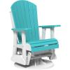 imageLuxCraft 2 Adirondack Outdoor Swivel Glider Chair Patio Gliding Rocker Swiveling Glider Rocking Chair for Outside Antique Mahogany ampamp BlackAruba Blue  White