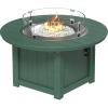 imageLuxCraft 46quot Lumin Round Gas Propane Fire Pit Table for Outdoor Patio with Tempered Glass Wind Guard and Stainless Steel Burner Cover  Amish Made in USA Coastal Gray ampamp BlackGreen