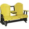 imageLuxCraft 5 Adirondack Double Glider Bench 2 Person Outdoor Glider Chair Outdoor Gliding Loveseat Coastal Gray ampamp BlackYellow on Black