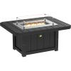 imageLuxCraft 51quot Lumin Rectangular Gas Propane Fire Pit Table for Outdoor Patio with Tempered Glass Wind Guard and Stainless Steel Burner Cover  Amish Made in USA BlackBlack
