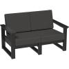 imageLuxCraft Poly Lanai Deep Seat 2 Person Outdoor Loveseat Small Patio Sofa with Weather Resistant Cushions Modern Outdoor Couch for 2  USA Amish Made Black Spectrum Dove FabricBlack  Spectrum Carbon Fabric