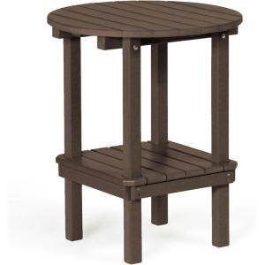 imageDutchCrafters Double Tier Round Bistro Table Counter Height Table Small Outdoor Side Table for Pool Deck and Fire Pit Areas Recycled Plastic Patio Table WhiteBrown