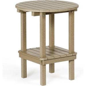 imageDutchCrafters Double Tier Round Bistro Table Counter Height Table Small Outdoor Side Table for Pool Deck and Fire Pit Areas Recycled Plastic Patio Table WhiteWeatherwood