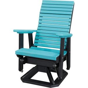 imageDutchCrafters Modern Horizontal Slat High Back Poly Adirondack Swivel Glider Outdoor Patio Chair Black ampamp Light GrayBlack  Aruba Blue