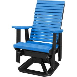 imageDutchCrafters Modern Horizontal Slat High Back Poly Adirondack Swivel Glider Outdoor Patio Chair Black ampamp Light GrayBlack  Blue