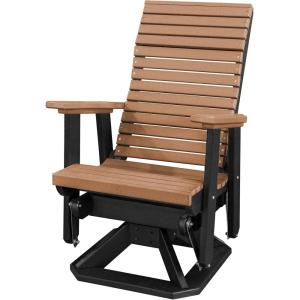 imageDutchCrafters Modern Horizontal Slat High Back Poly Adirondack Swivel Glider Outdoor Patio Chair Black ampamp Light GrayBlack  Cedar