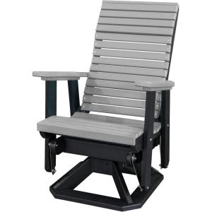 imageDutchCrafters Modern Horizontal Slat High Back Poly Adirondack Swivel Glider Outdoor Patio Chair Black ampamp Light GrayBlack  Light Gray