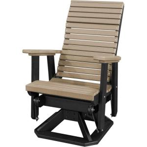 imageDutchCrafters Modern Horizontal Slat High Back Poly Adirondack Swivel Glider Outdoor Patio Chair Black ampamp Light GrayBlack  Weatherwood