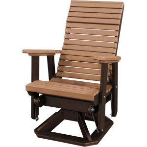 imageDutchCrafters Modern Horizontal Slat High Back Poly Adirondack Swivel Glider Outdoor Patio Chair Black ampamp Light GrayTudor Brown  Cedar