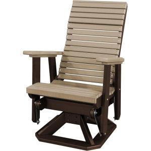 imageDutchCrafters Modern Horizontal Slat High Back Poly Adirondack Swivel Glider Outdoor Patio Chair Black ampamp Light GrayTudor Brown  Weatherwood