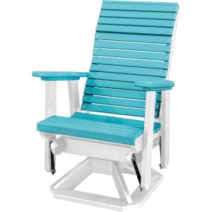 imageDutchCrafters Modern Horizontal Slat High Back Poly Adirondack Swivel Glider Outdoor Patio Chair Black ampamp Light GrayWhite  Aruba Blue