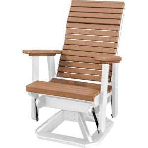 imageDutchCrafters Modern Horizontal Slat High Back Poly Adirondack Swivel Glider Outdoor Patio Chair Black ampamp Light GrayWhite  Cedar