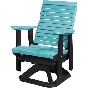 imageDutchCrafters Modern Horizontal Slat High Back Poly Glider Chair Outdoor Patio Furniture Black ampamp CedarBlack  Aruba Blue