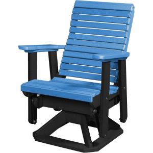 imageDutchCrafters Modern Horizontal Slat High Back Poly Glider Chair Outdoor Patio Furniture Black ampamp CedarBlack  Blue