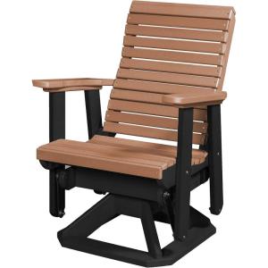 imageDutchCrafters Modern Horizontal Slat High Back Poly Glider Chair Outdoor Patio Furniture Black ampamp CedarBlack  Cedar