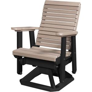 imageDutchCrafters Modern Horizontal Slat High Back Poly Glider Chair Outdoor Patio Furniture Black ampamp CedarBlack  Weatherwood