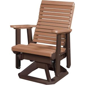 imageDutchCrafters Modern Horizontal Slat High Back Poly Glider Chair Outdoor Patio Furniture Black ampamp CedarTudor Brown  Cedar
