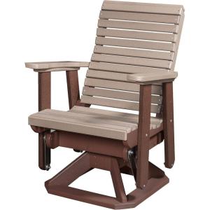 imageDutchCrafters Modern Horizontal Slat High Back Poly Glider Chair Outdoor Patio Furniture Black ampamp CedarTudor Brown  Weathered Wood