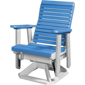 imageDutchCrafters Modern Horizontal Slat High Back Poly Glider Chair Outdoor Patio Furniture Black ampamp CedarWhite  Blue
