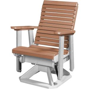 imageDutchCrafters Modern Horizontal Slat High Back Poly Glider Chair Outdoor Patio Furniture Black ampamp CedarWhite  Cedar