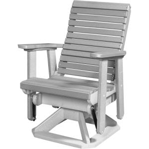 imageDutchCrafters Modern Horizontal Slat High Back Poly Glider Chair Outdoor Patio Furniture Black ampamp CedarWhite  Light Gray
