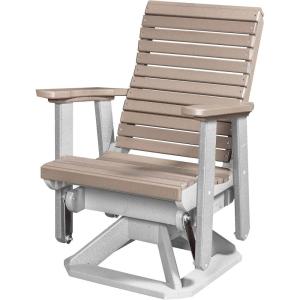 imageDutchCrafters Modern Horizontal Slat High Back Poly Glider Chair Outdoor Patio Furniture Black ampamp CedarWhite  Weatherwood