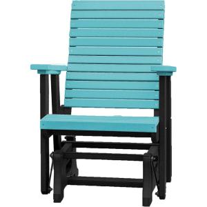 imageDutchCrafters Modern Horizontal Slat High Back Poly Glider Outdoor Patio Chair Black ampamp Light GrayBlack  Aruba Blue