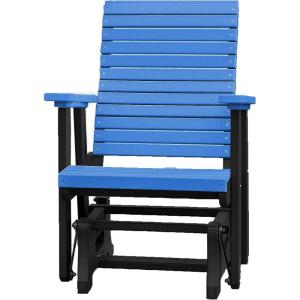 imageDutchCrafters Modern Horizontal Slat High Back Poly Glider Outdoor Patio Chair Black ampamp Light GrayBlack  Blue