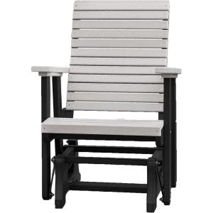 imageDutchCrafters Modern Horizontal Slat High Back Poly Glider Outdoor Patio Chair Black ampamp Light GrayBlack  Light Gray