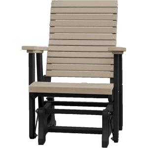 imageDutchCrafters Modern Horizontal Slat High Back Poly Glider Outdoor Patio Chair Black ampamp Light GrayBlack  Weatherwood