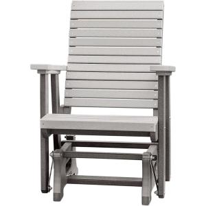 imageDutchCrafters Modern Horizontal Slat High Back Poly Glider Outdoor Patio Chair Black ampamp Light GrayGray  Light Gray