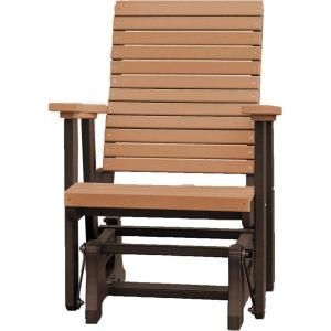 imageDutchCrafters Modern Horizontal Slat High Back Poly Glider Outdoor Patio Chair Black ampamp Light GrayTudor Brown  Cedar
