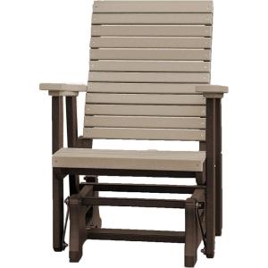 imageDutchCrafters Modern Horizontal Slat High Back Poly Glider Outdoor Patio Chair Black ampamp Light GrayTudor Brown  Weatherwood
