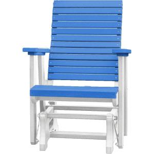 imageDutchCrafters Modern Horizontal Slat High Back Poly Glider Outdoor Patio Chair Black ampamp Light GrayWhite  Blue