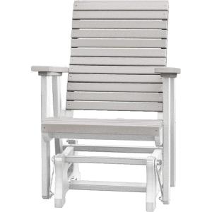 imageDutchCrafters Modern Horizontal Slat High Back Poly Glider Outdoor Patio Chair Black ampamp Light GrayWhite  Light Gray