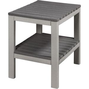 imageDutchCrafters Plastic Poly Small Rectangle Side End Table Outdoor Patio Table  USA Amish Made Tudor Brown ampamp CedarLight Gray  Gray