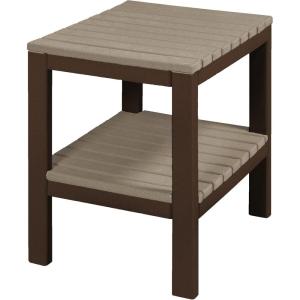 imageDutchCrafters Plastic Poly Small Rectangle Side End Table Outdoor Patio Table  USA Amish Made Tudor Brown ampamp CedarTudor Brown  Weathered Wood