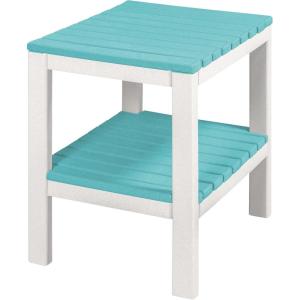 imageDutchCrafters Plastic Poly Small Rectangle Side End Table Outdoor Patio Table  USA Amish Made Tudor Brown ampamp CedarWhite  Aruba Blue