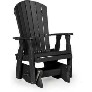 imageDutchCrafters Poly Fanback Adirondack Glider Outdoor Front Porch Patio Gliding Chair BrownBlack