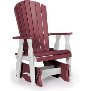 imageDutchCrafters Poly Fanback Adirondack Glider Outdoor Front Porch Patio Gliding Chair BrownBurgundy  White
