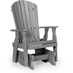 imageDutchCrafters Poly Fanback Adirondack Glider Outdoor Front Porch Patio Gliding Chair BrownDark Gray
