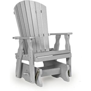 imageDutchCrafters Poly Fanback Adirondack Glider Outdoor Front Porch Patio Gliding Chair BrownGrey