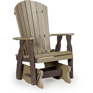 imageDutchCrafters Poly Fanback Adirondack Glider Outdoor Front Porch Patio Gliding Chair BrownWeatherwood  Brown