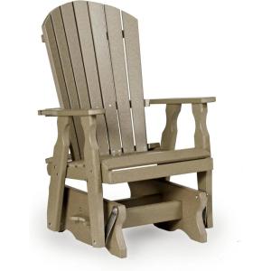 imageDutchCrafters Poly Fanback Adirondack Glider Outdoor Front Porch Patio Gliding Chair BrownWeatherwood
