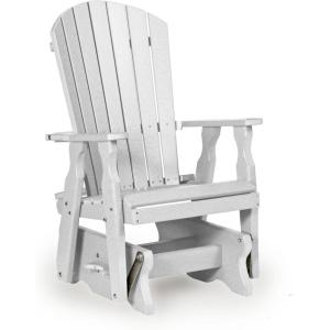 imageDutchCrafters Poly Fanback Adirondack Glider Outdoor Front Porch Patio Gliding Chair BrownWhite