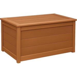 imageDutchCrafters Poly Waterproof Outdoor Deck Box 200Gallon Large Deck Box Weatherproof Storage for Pool Decor Porch Packages Pool Towel Holder Holds Up To 10 Cushions Gray ampamp WhiteCedar