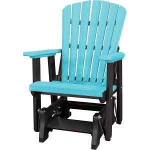 imageDutchCrafters Slat Fan Back Poly Adirondack Glider Outdoor Patio Chair Black ampamp CedarBlack  Aruba Blue